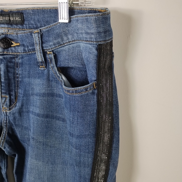 Rock & Republic Berlin Tuxedo Stripe Denim Jeans Size 12M - Picture 4 of 9